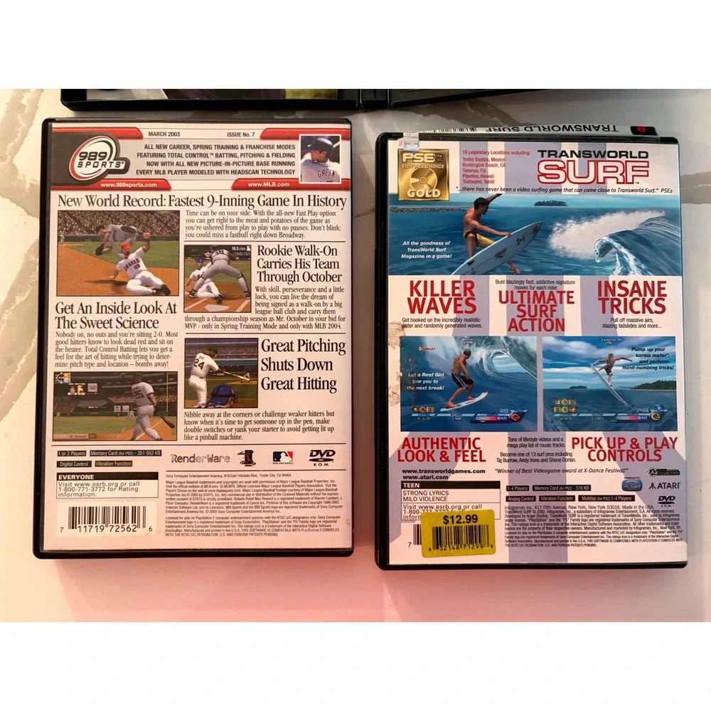 Sony PlayStation 2 Sports Bundle PS2 Tiger Woods MLB 2004 Transworld Surf